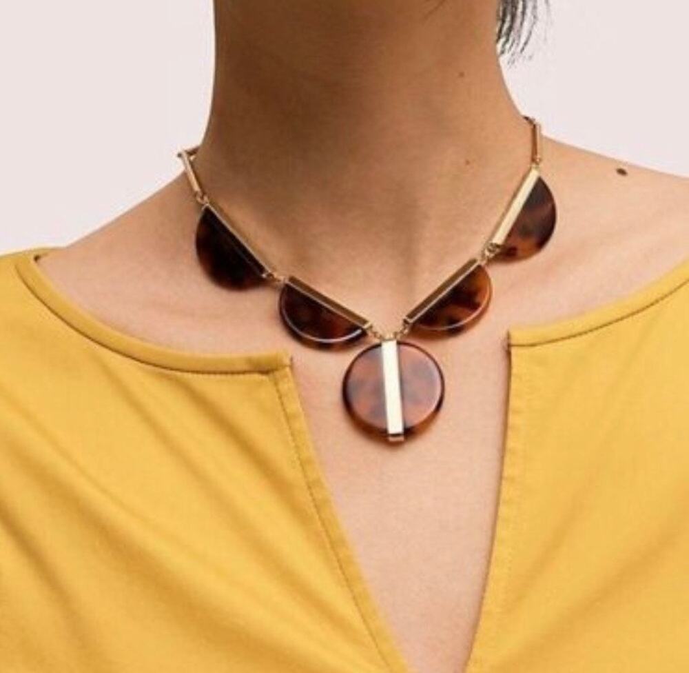 Kate Spade Tortoise Necklace ON THE DOT NWT $128 Brown Gold Jewelry